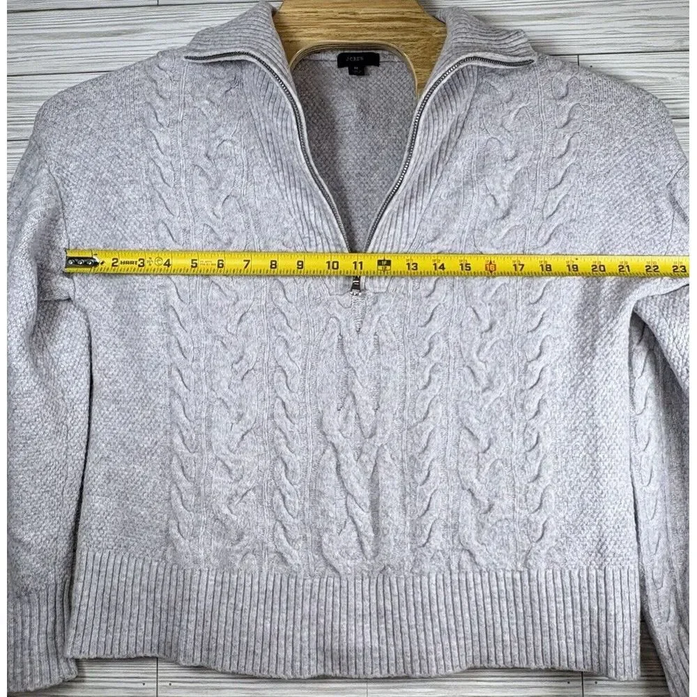 J. Crew Women's Cable Knit‎ 1/2 Zip Alpaca Wool Blend Pullover Sweater Med